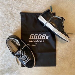 Auth. Golden Goose Black Snakeskin Superstar, 38